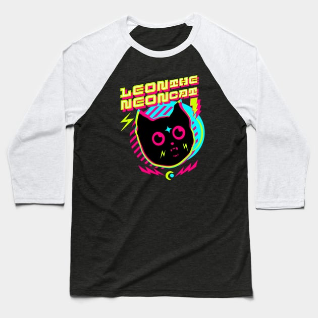 Leon the Neon Cat - Cat Lovers - Cute Cat Baseball T-Shirt by TNOYC